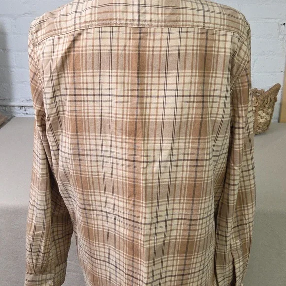 Ralph Lauren Tan and Brown Plaid Shirt Large - Picture 4 of 5
